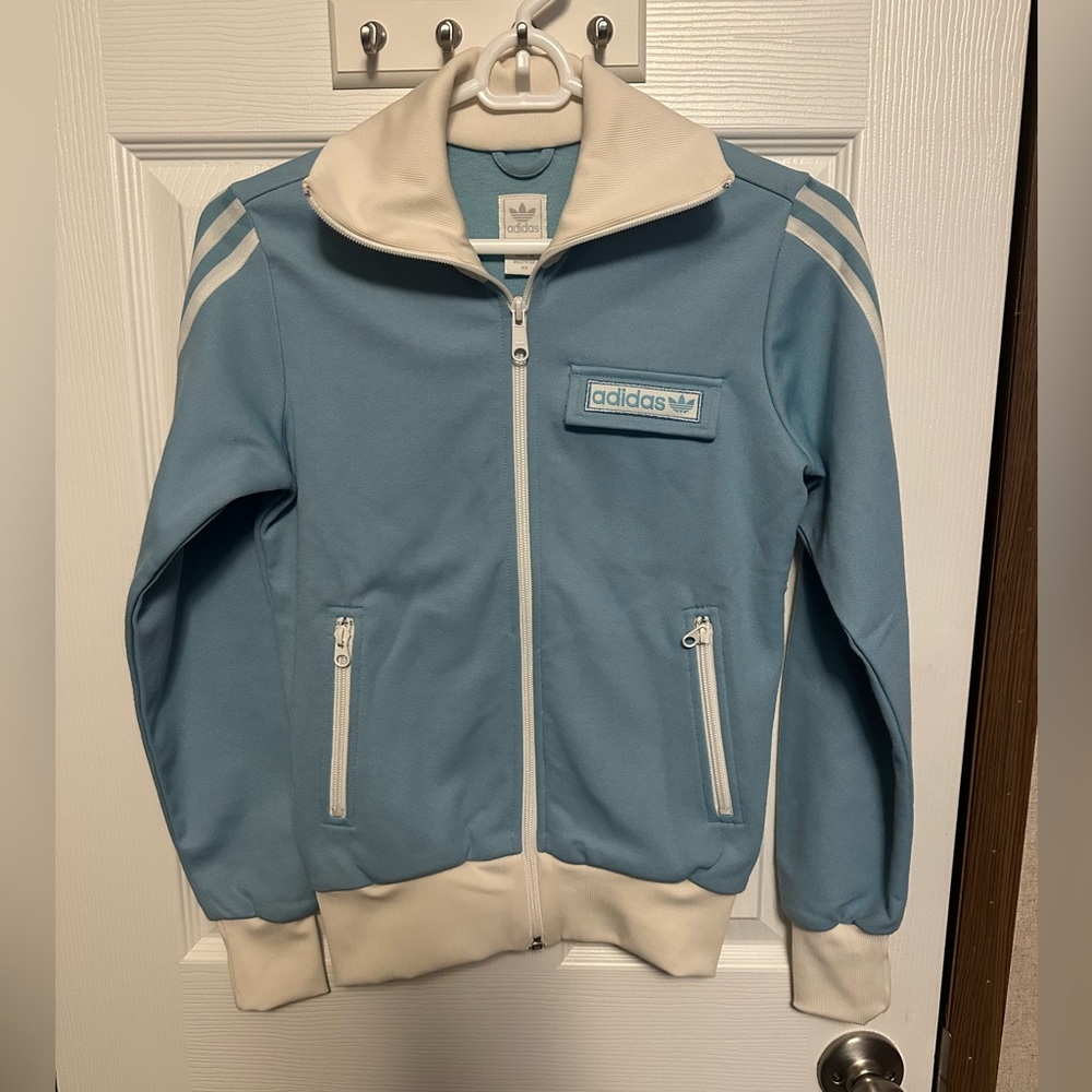 adidas Light Blue and White vintage Jacket
